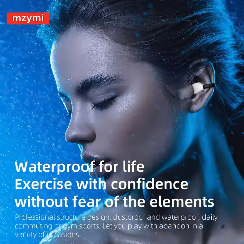 MZYMI Ambi Wireless Headsets Bone Conduction Earbuds Bluetooth Ear Clip Headphones Noise Reduction Waterproof Earphones with Mic