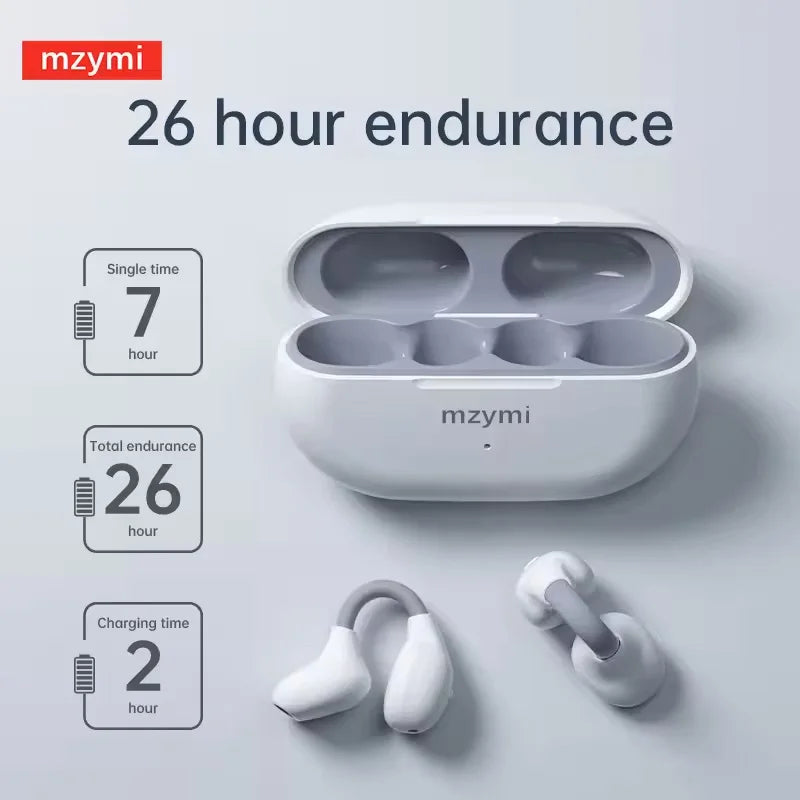 MZYMI Ambi Wireless Headsets Bone Conduction Earbuds Bluetooth Ear Clip Headphones Noise Reduction Waterproof Earphones with Mic