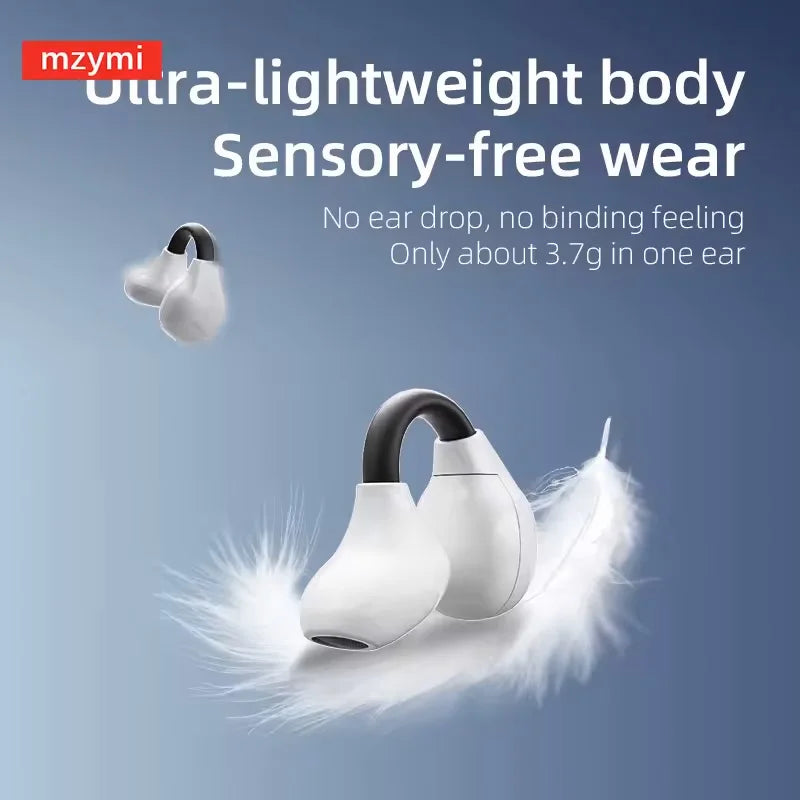 MZYMI Ambi Wireless Headsets Bone Conduction Earbuds Bluetooth Ear Clip Headphones Noise Reduction Waterproof Earphones with Mic