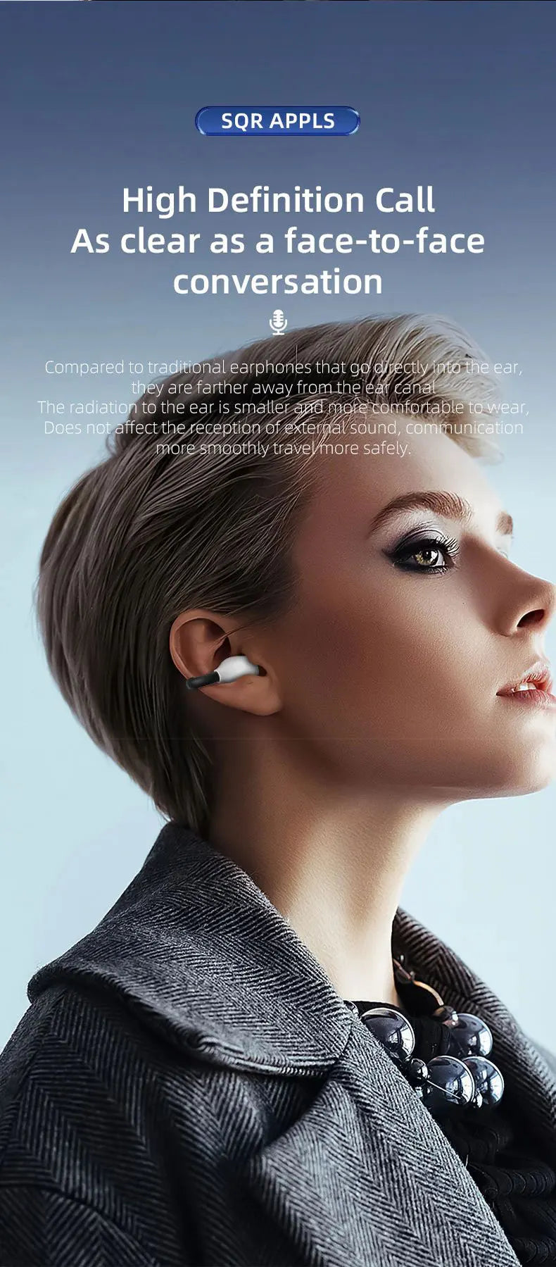 MZYMI Ambi Wireless Headsets Bone Conduction Earbuds Bluetooth Ear Clip Headphones Noise Reduction Waterproof Earphones with Mic