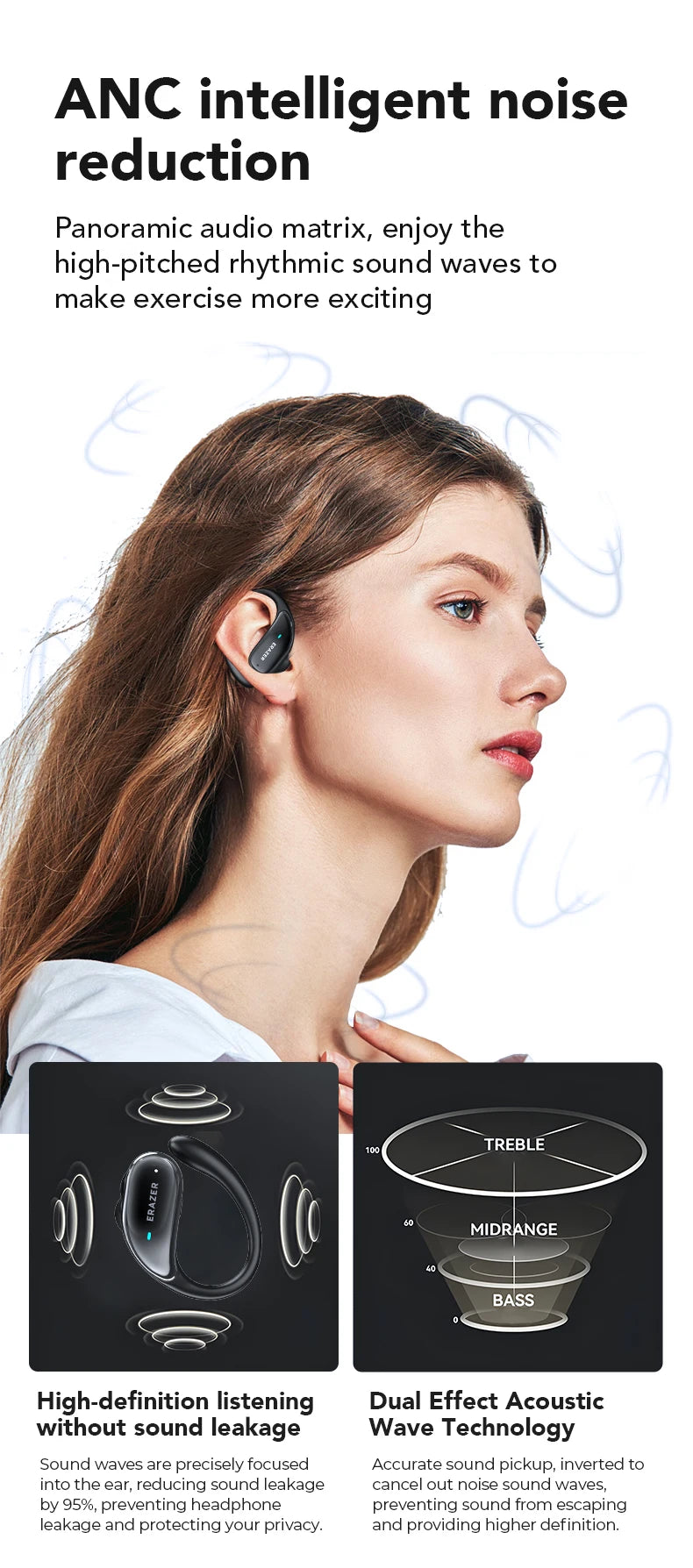 XT80 Bluetooth 5.3 Earphones True Wireless Headphones with Mic Button Control Noise Reduction Earhooks Waterproof Headset