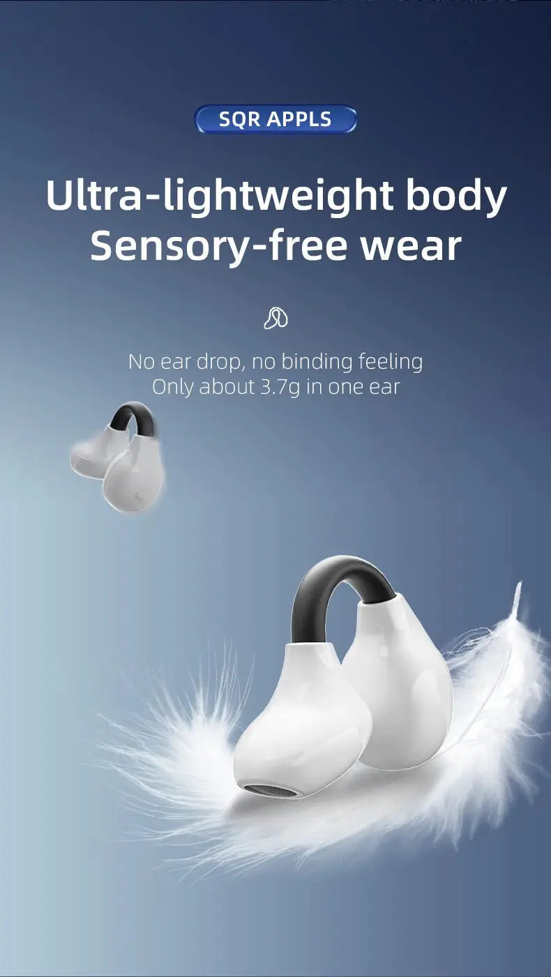 MZYMI Ambi Wireless Headsets Bone Conduction Earbuds Bluetooth Ear Clip Headphones Noise Reduction Waterproof Earphones with Mic