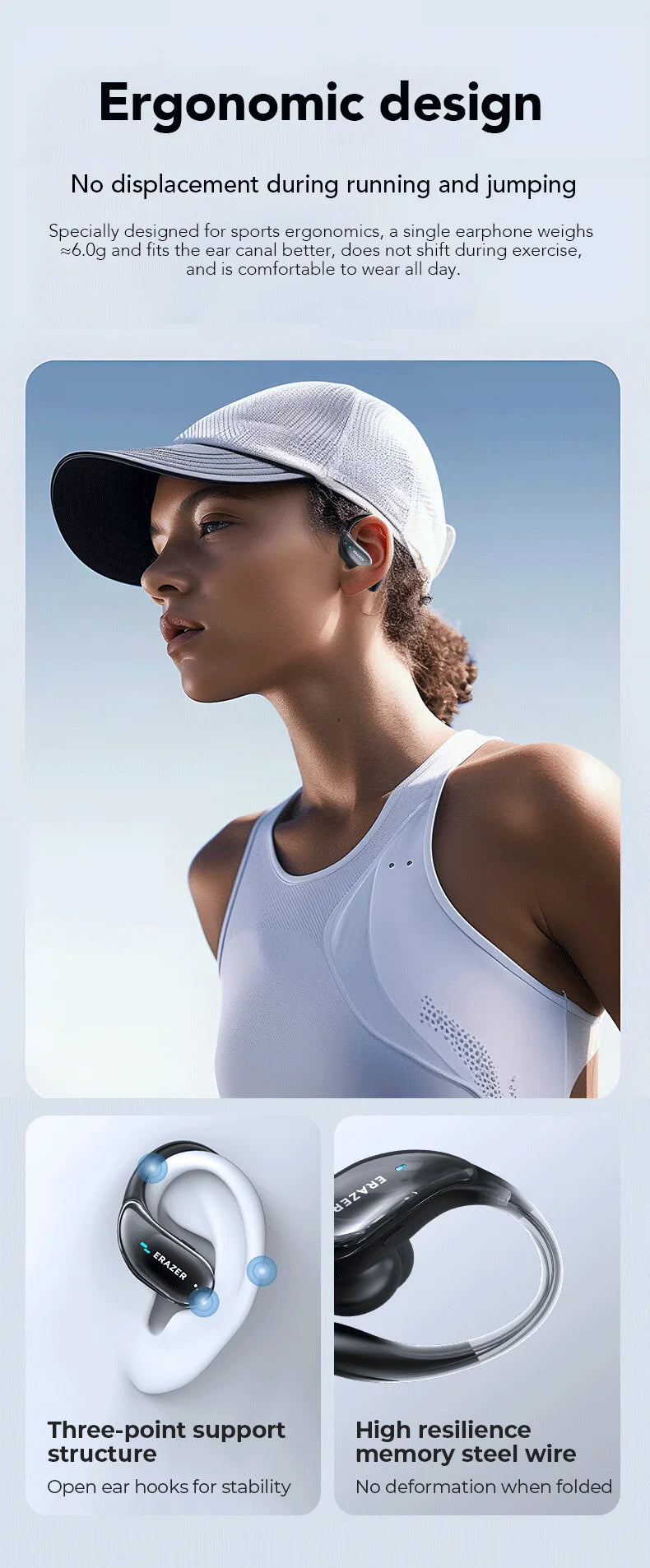 XT80 Bluetooth 5.3 Earphones True Wireless Headphones with Mic Button Control Noise Reduction Earhooks Waterproof Headset