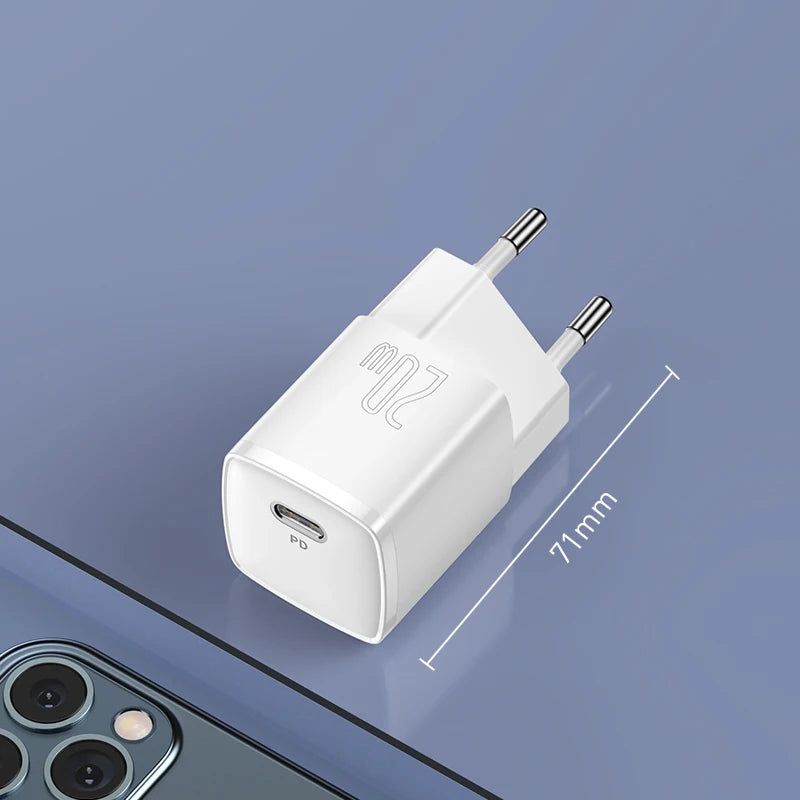 Baseus USB Type C Charger 20W Portable USB C Charger Support Type C PD Fast Charging For iPhone 15 14 13 12 Pro Max 11 X 8 Plus