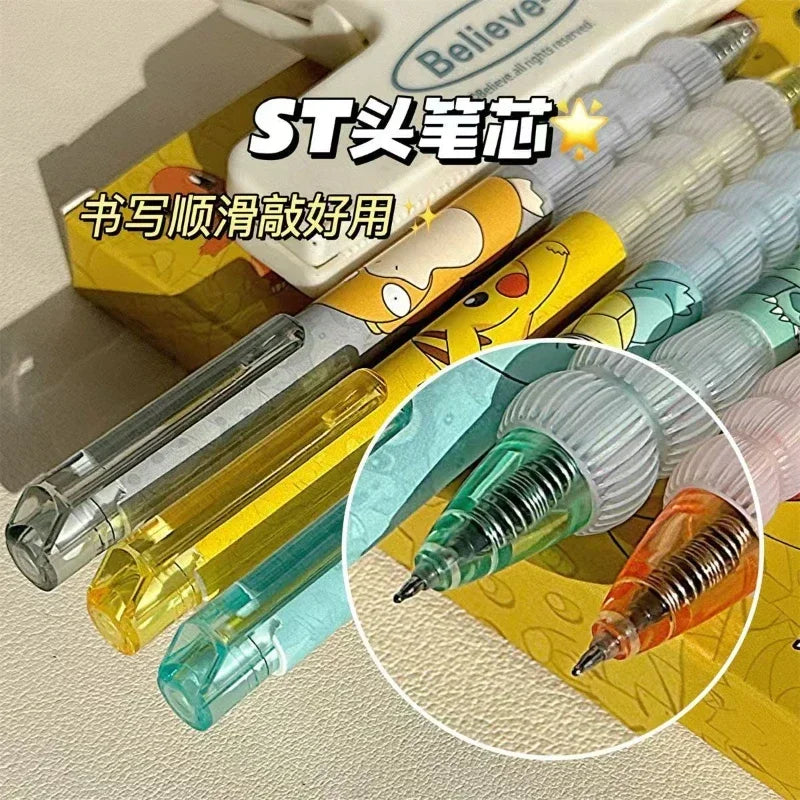 5pcs Pokemon Pen Set Pikachu Squirtle Charmander, Press Gel Pen Cute Anime School Office Supplies Stationery Gift for Kids