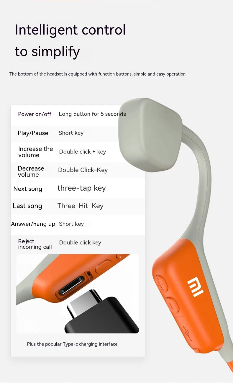 Xiaomi I18PRO Bone Conduction Wireless Headphones Compatible Bluetooth Earphone TWS with Mic Swimming Sports Wear Headset Earbud