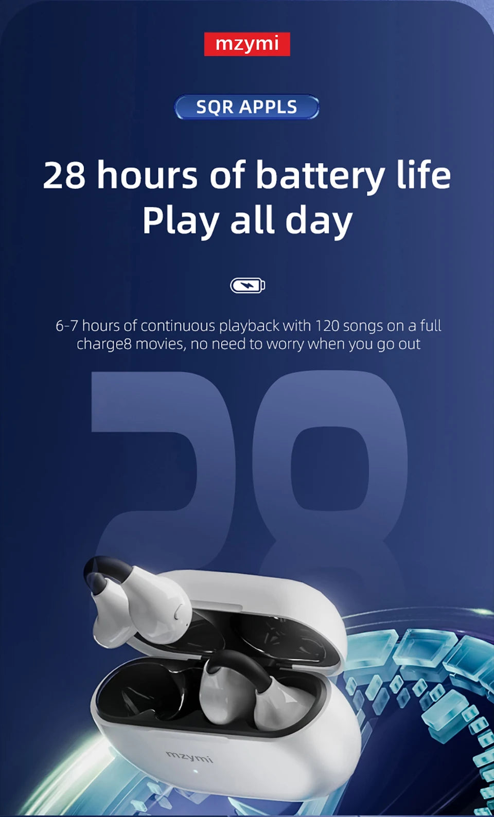 MZYMI Ambi Wireless Headsets Bone Conduction Earbuds Bluetooth Ear Clip Headphones Noise Reduction Waterproof Earphones with Mic